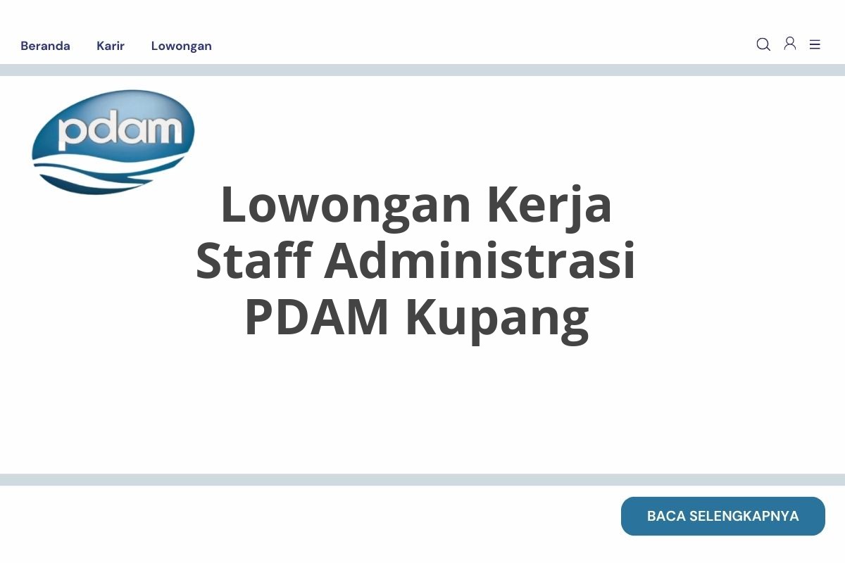 Lowongan Kerja Staff Administrasi PDAM Kupang
